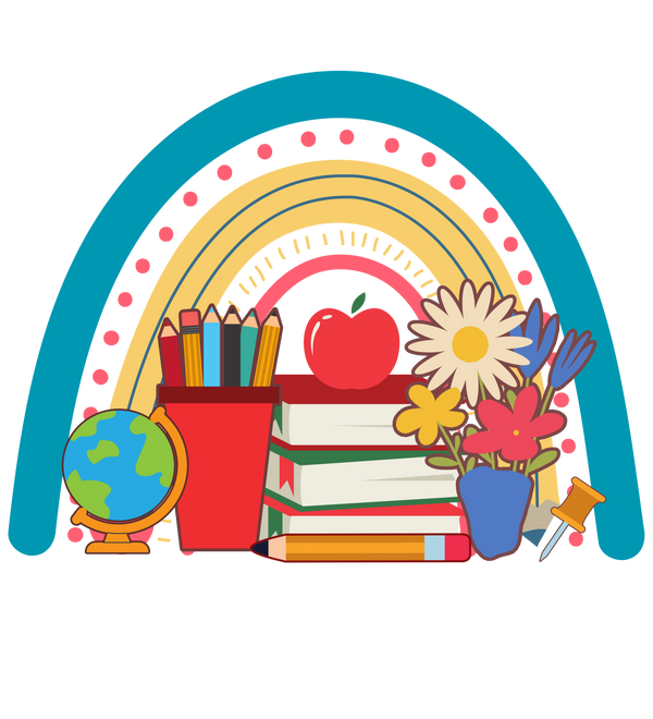 Teacher Rainbow School Supplies Design - Teacher Ready to Press DTF Transfer