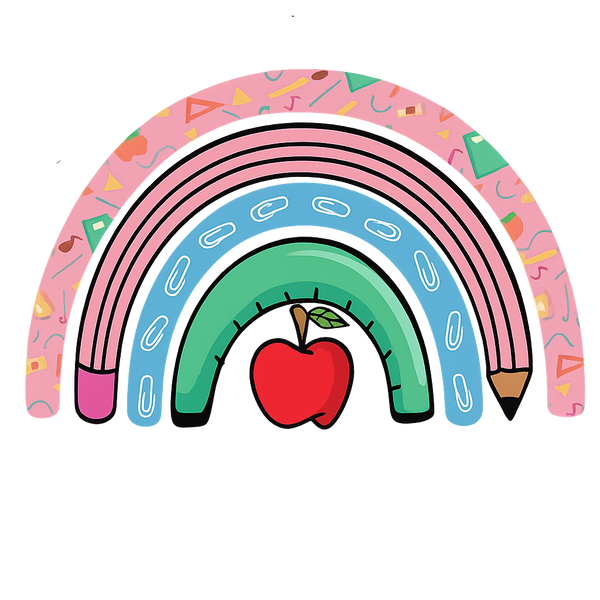 Cute School Supplies Rainbow Graphic - Teacher Ready to Press DTF Transfer