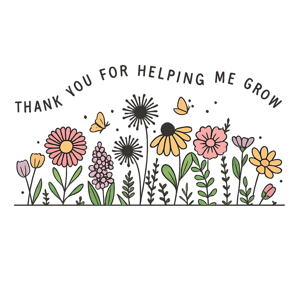Thank You for Helping Me Grow Floral Design - Teacher Ready to Press DTF Transfer