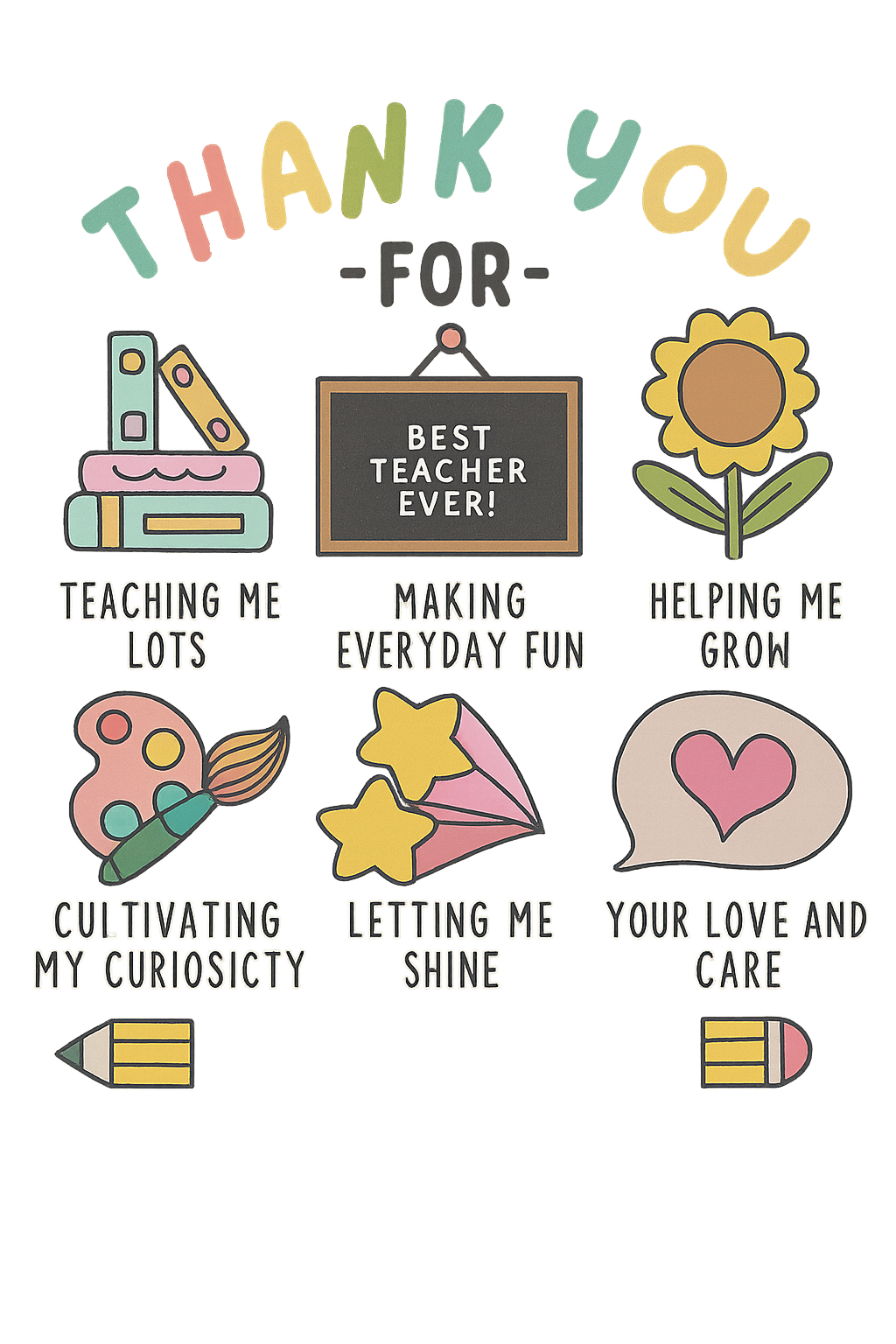Thank You Teacher Appreciation Design - Teacher Ready to Press DTF Transfer