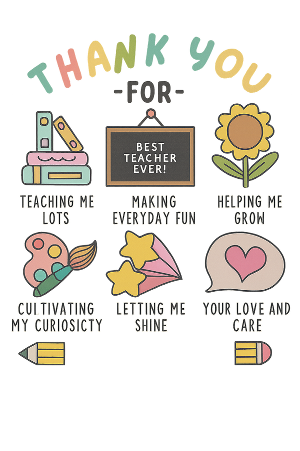 Thank You Teacher Appreciation Design - Teacher Ready to Press DTF Transfer