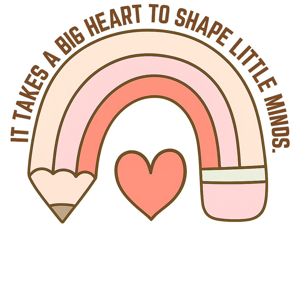 Neutral Boho Teacher Rainbow with Heart - Teacher Ready to Press DTF Transfer