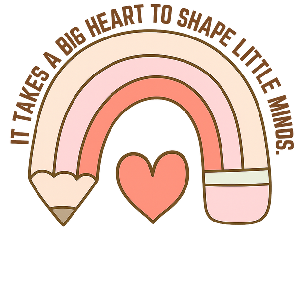 Neutral Boho Teacher Rainbow with Heart - Teacher Ready to Press DTF Transfer