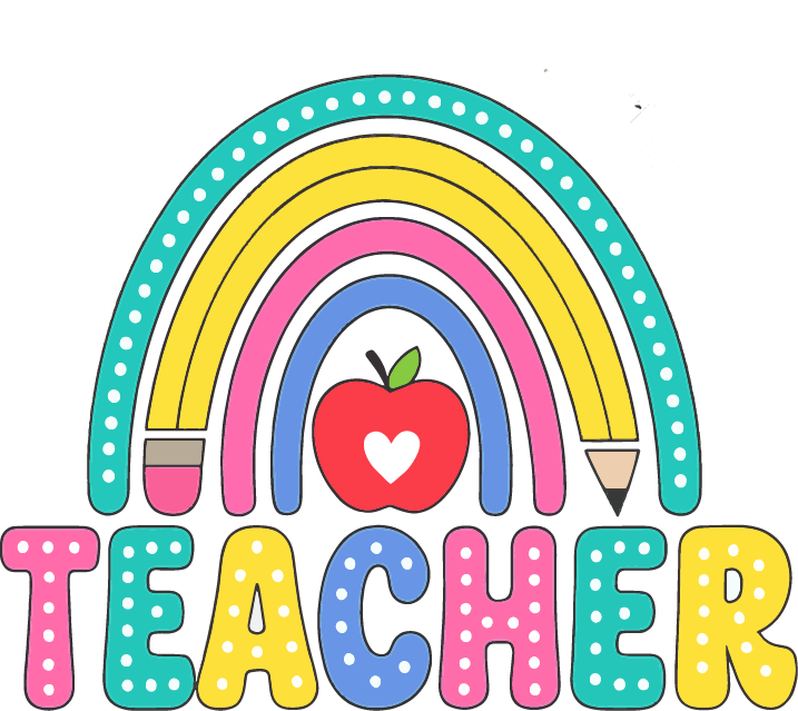 Colorful Polka Dot Teacher Rainbow with Apple – Teacher Ready to Press DTF Transfer