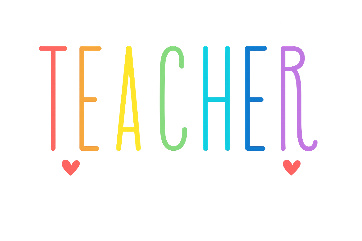 Minimalist Rainbow Teacher Typography Design – Teacher Ready to Press DTF Transfer