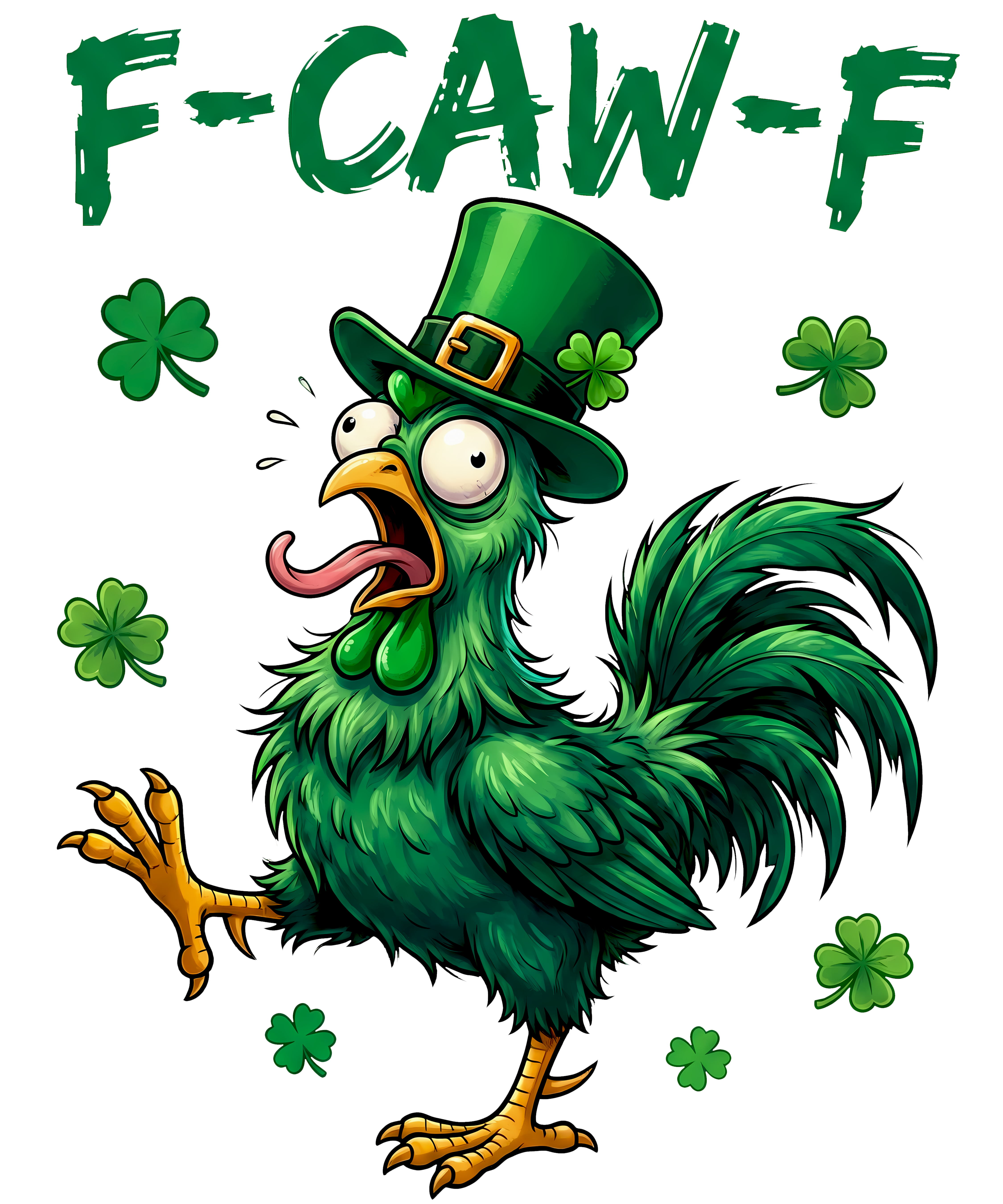 F-Caw-F Funny Irish Rooster – St. Patrick’s Day Ready to Press DTF Transfer