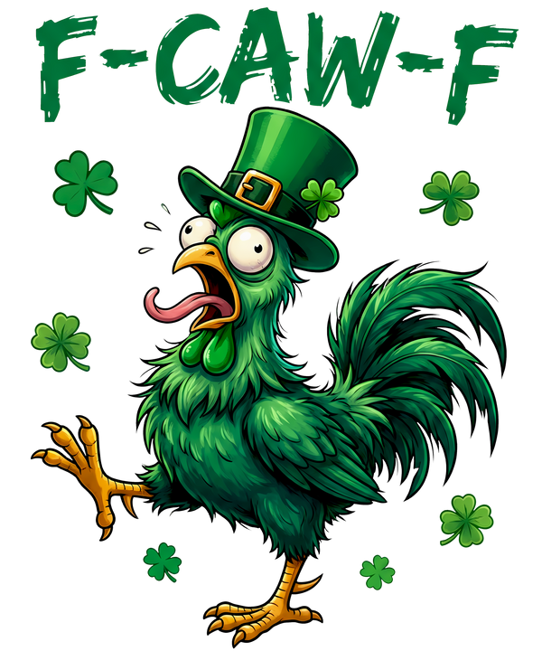 F-Caw-F Funny Irish Rooster – St. Patrick’s Day Ready to Press DTF Transfer