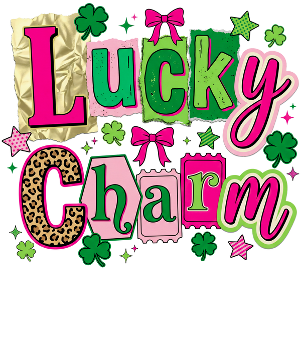 Lucky Charm Pink & Green Shamrock Design – St. Patrick’s Day Ready to Press DTF Transfer