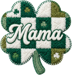 Mama Shamrock Patchwork Crochet – St. Patrick’s Day Ready to Press DTF Transfer