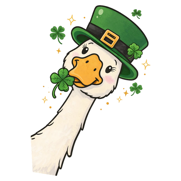 Cute Shamrock Goose Face Graphic – St. Patrick’s Day Ready to Press DTF Transfer