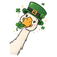 Cute Shamrock Goose Face Graphic – St. Patrick’s Day Ready to Press DTF Transfer