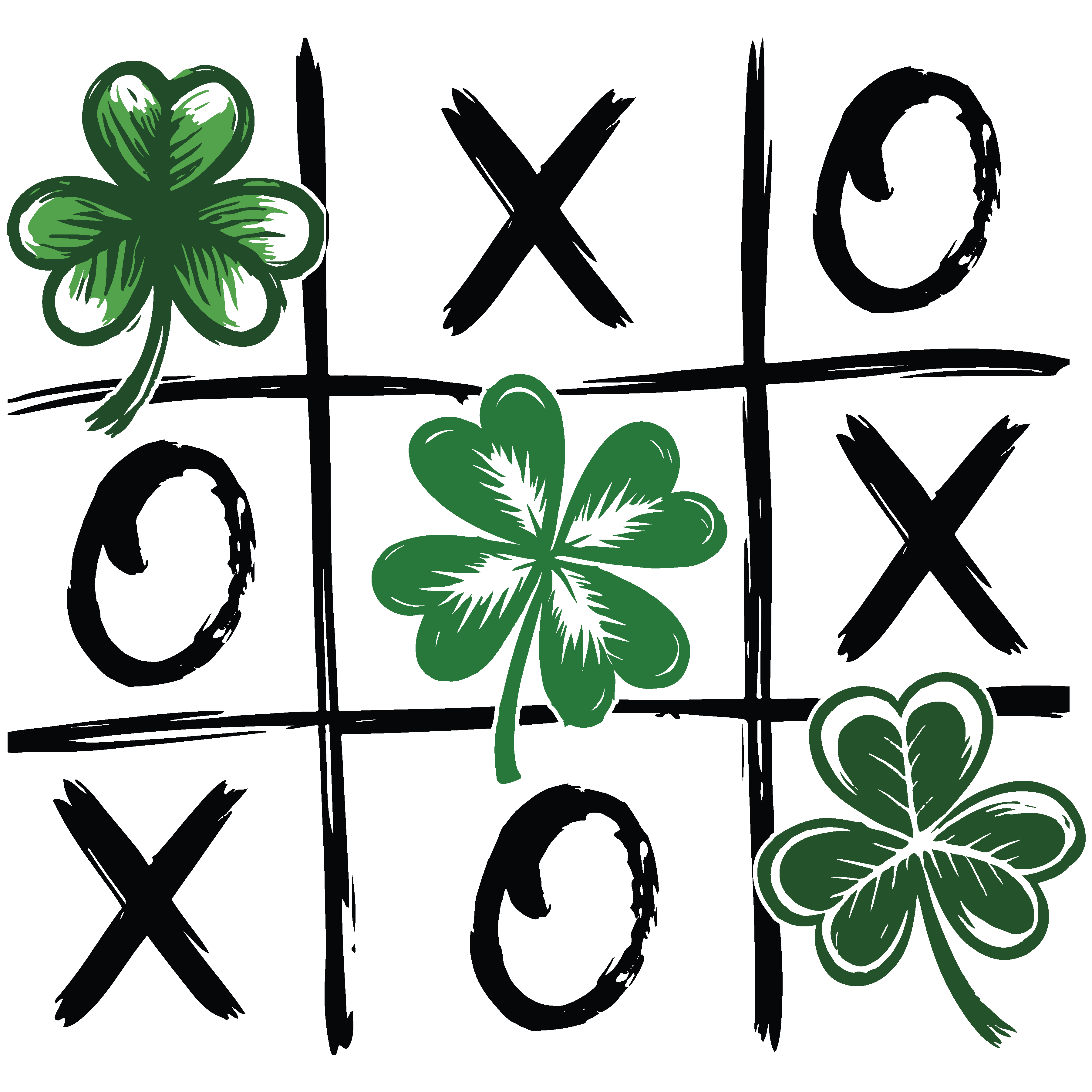 Shamrock Tic Tac Toe Design – St Patricks Day Ready to Press DTF Transfer