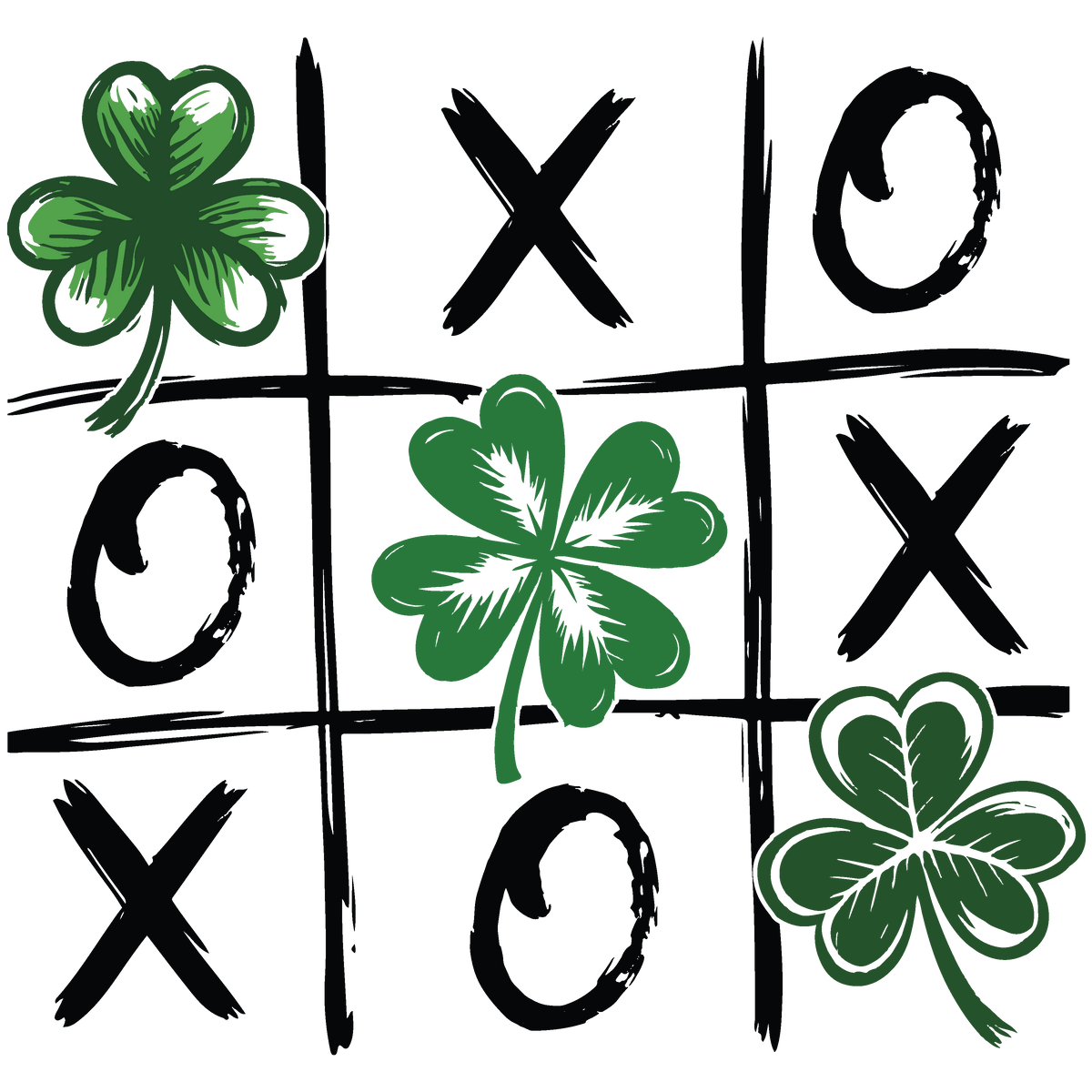 Shamrock Tic Tac Toe Design – St Patricks Day Ready to Press DTF Transfer