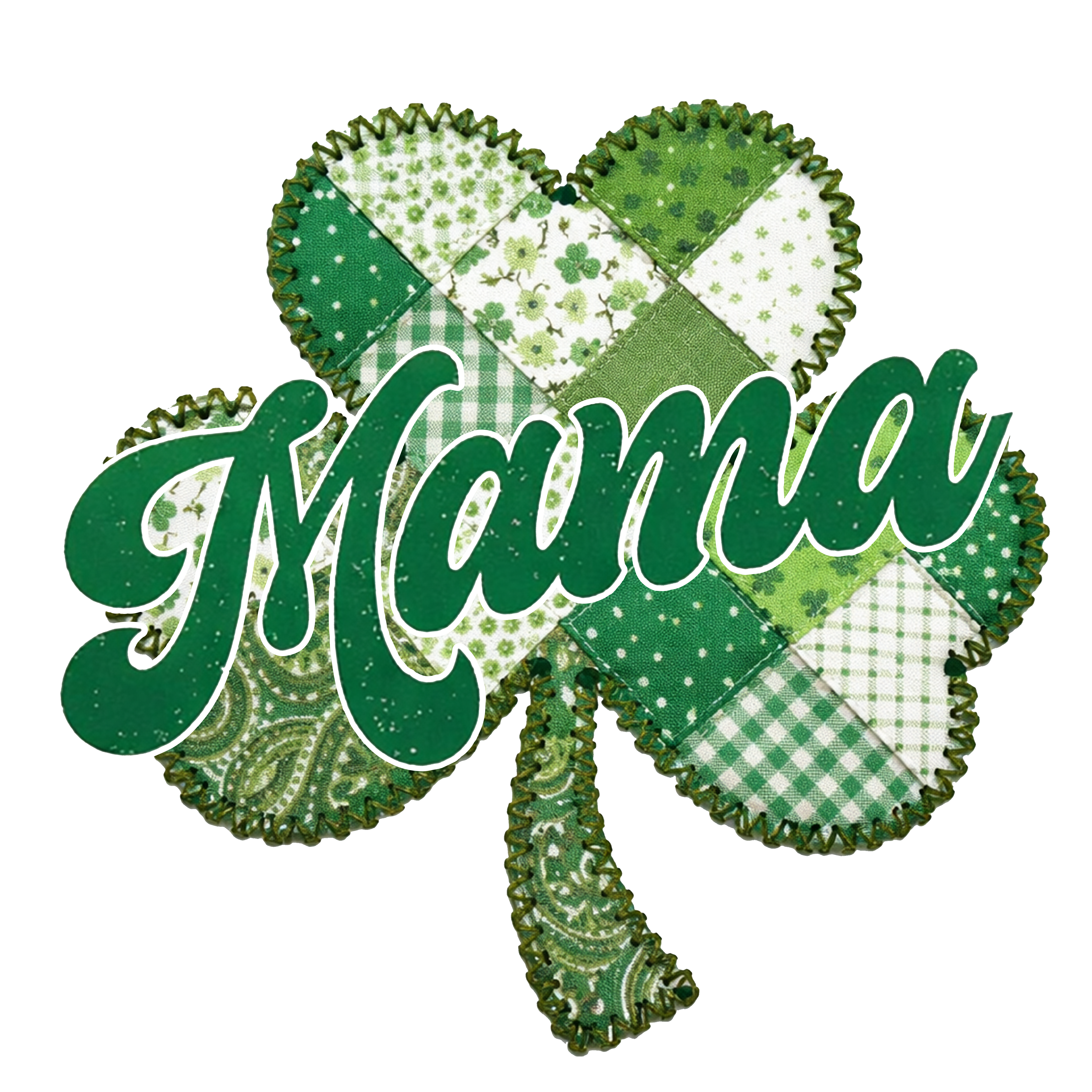 Patchwork Shamrock Mama Design – St Patricks Day Ready to Press DTF Transfer