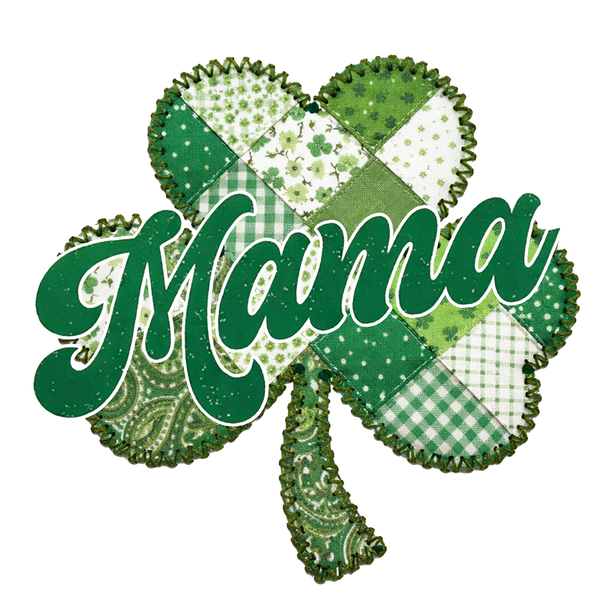 Patchwork Shamrock Mama Design – St Patricks Day Ready to Press DTF Transfer