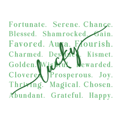 Lucky Words Typography Design – St Patricks Day Ready to Press DTF Transfer