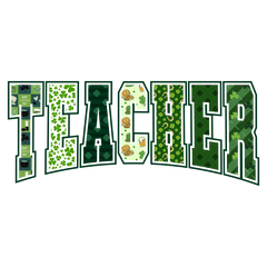 Lucky Teacher St Patricks Day Typography – St Patricks Day Ready to Press DTF Transfer