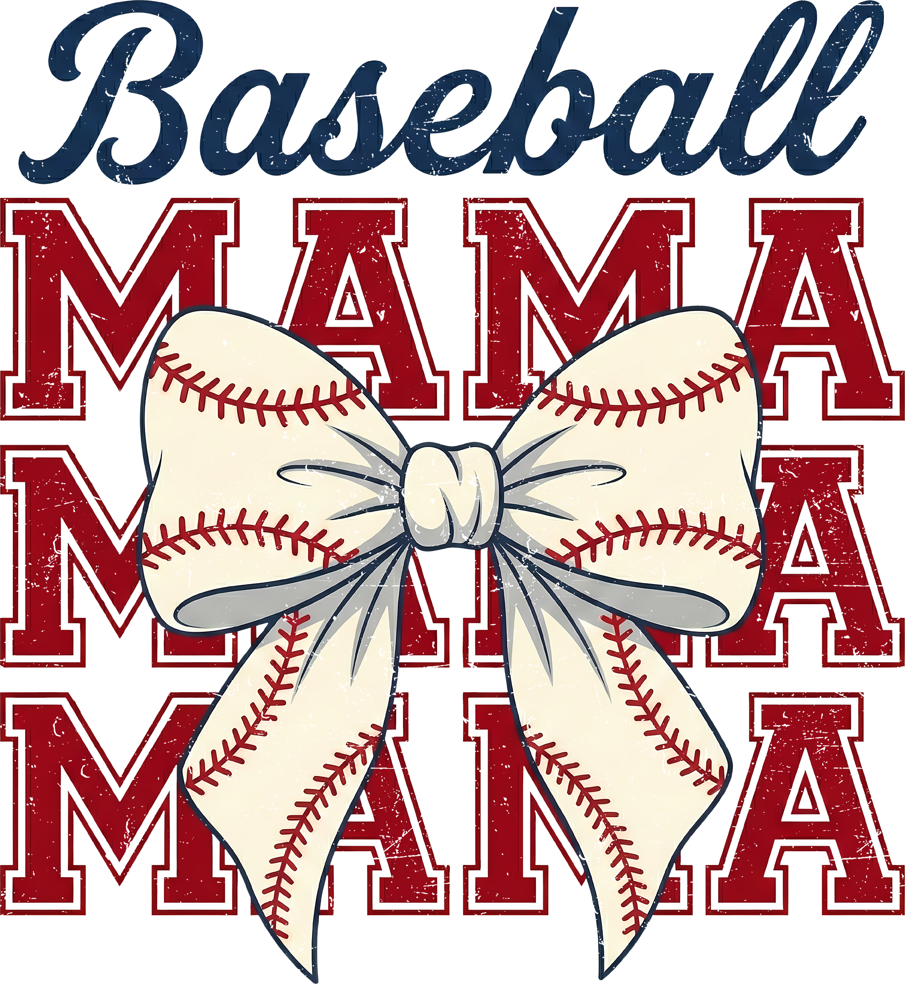 Baseball Mama Bow Design – Game Day Ready to Press DTF Transfer