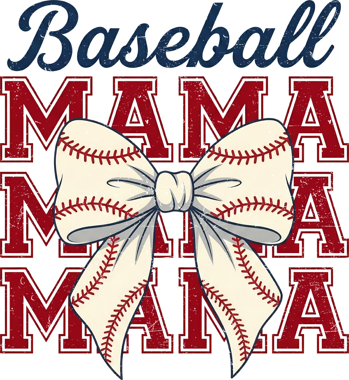 Baseball Mama Bow Design – Game Day Ready to Press DTF Transfer