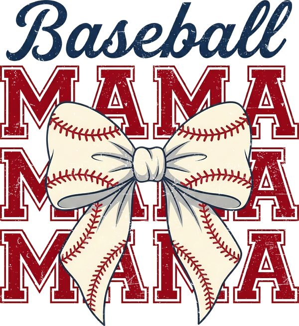 Baseball Mama Bow Design – Game Day Ready to Press DTF Transfer