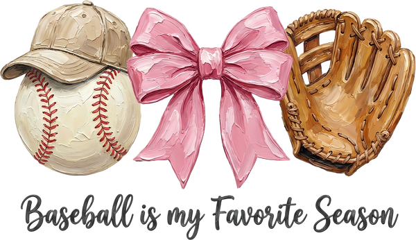 Baseball Is My Favorite Season Bow Design – Game Day Ready to Press DTF Transfer