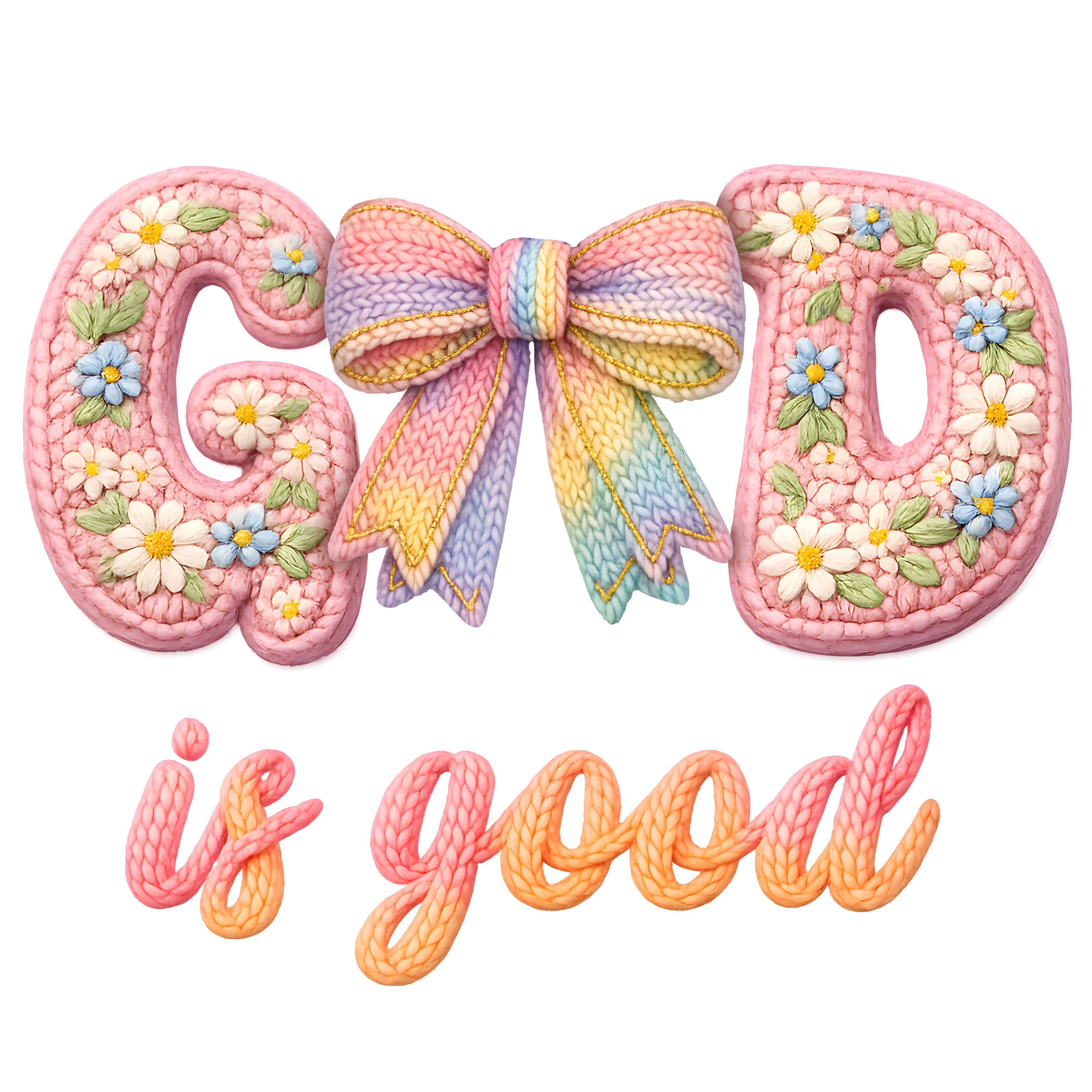 God Is Good Floral Bow Design – Religious Ready to Press DTF Transfer