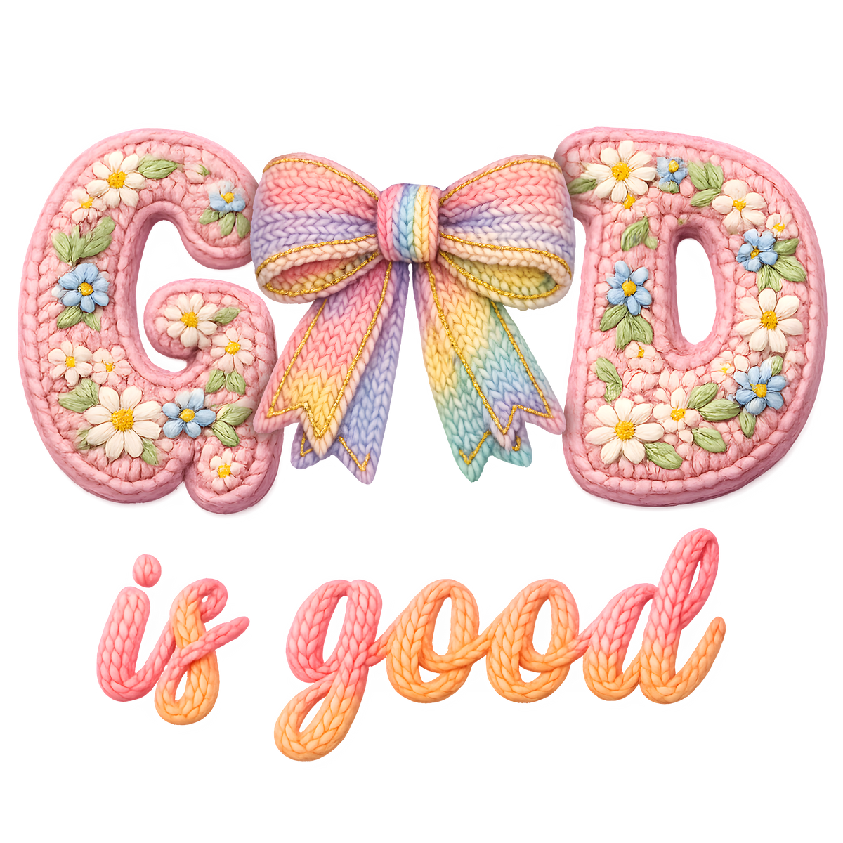 God Is Good Floral Bow Design – Religious Ready to Press DTF Transfer