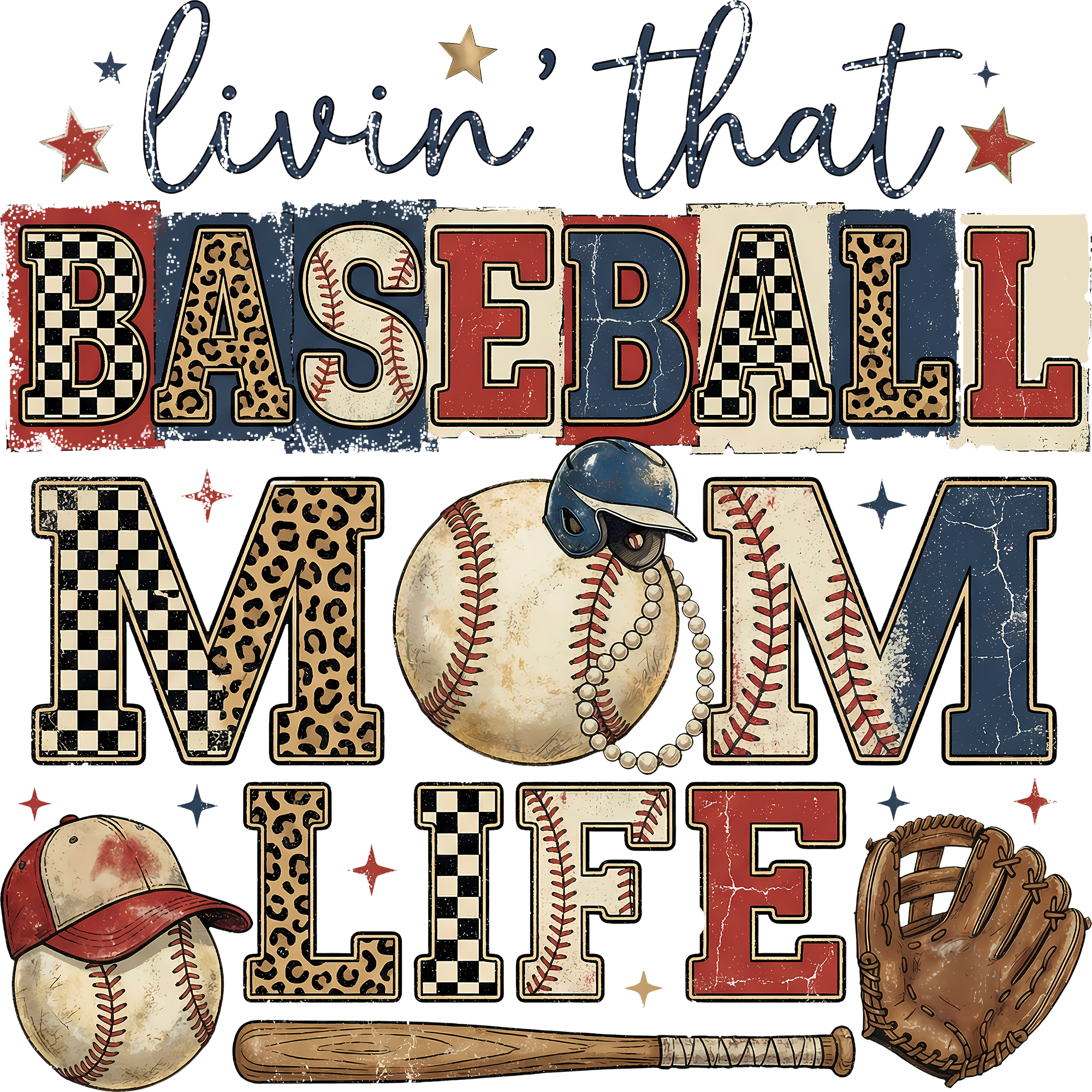 Living That Baseball Mom Life - Game Day Ready to Press DTF Transfer