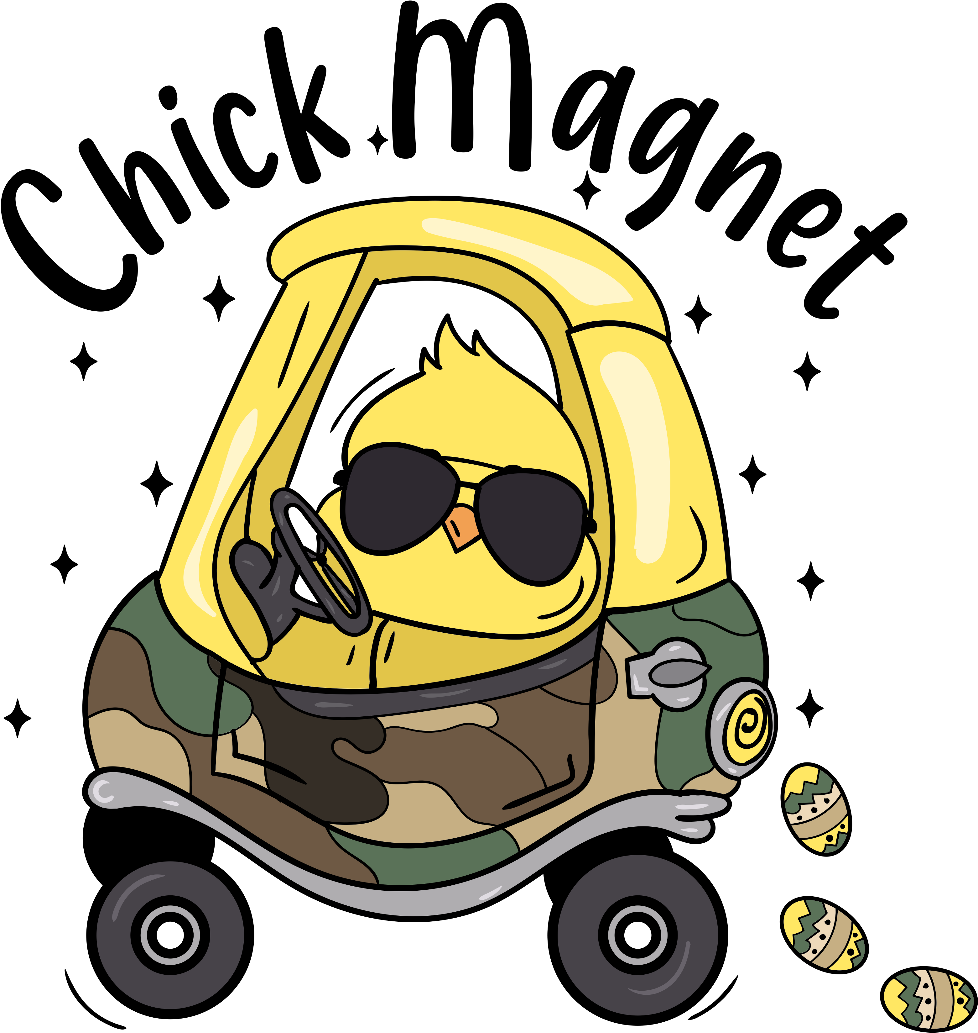 Cool Chick in Camo Car – Easter Ready to Press DTF Transfer