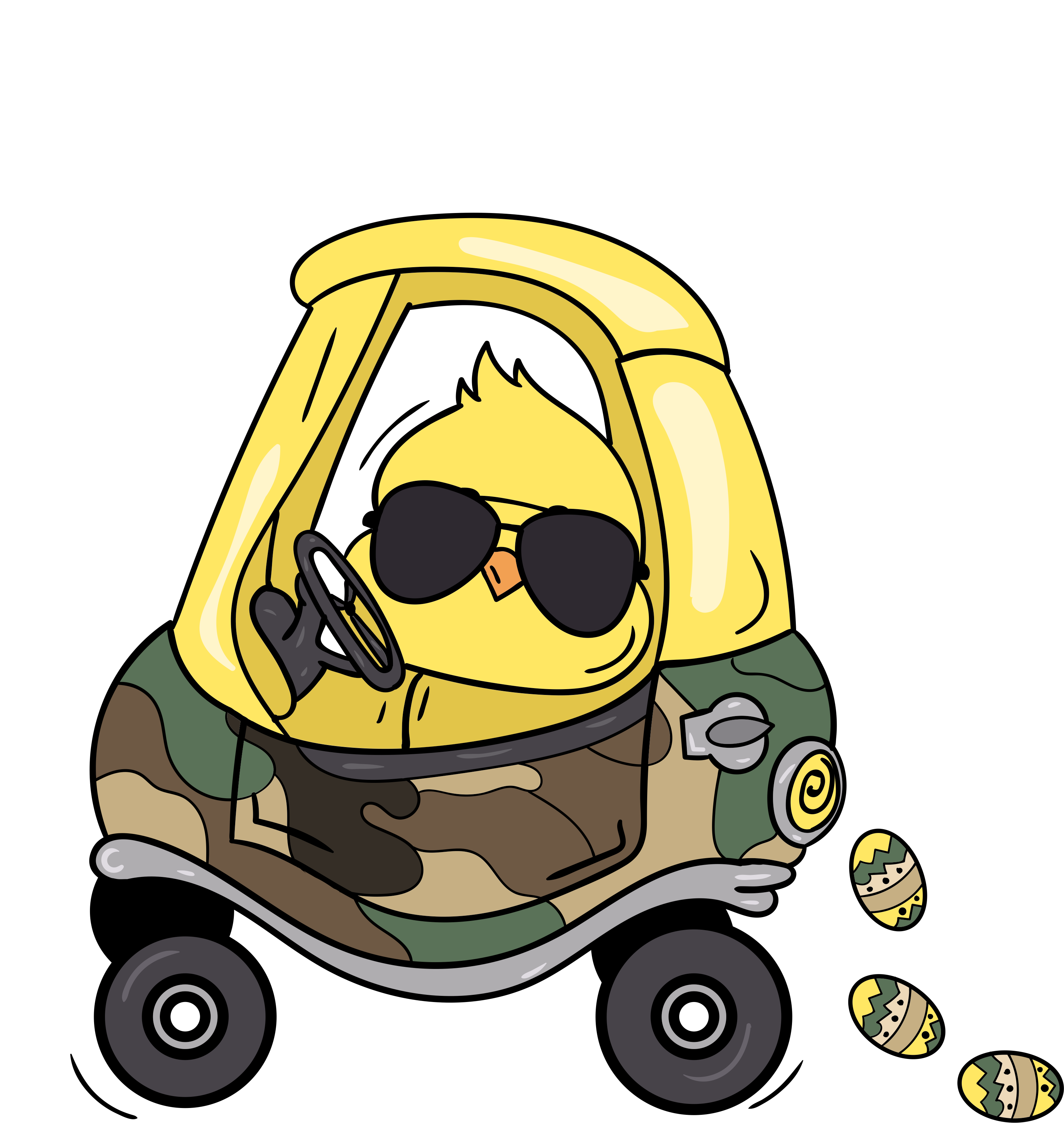 Cool Chick in Camo Car – Easter Ready to Press DTF Transfer
