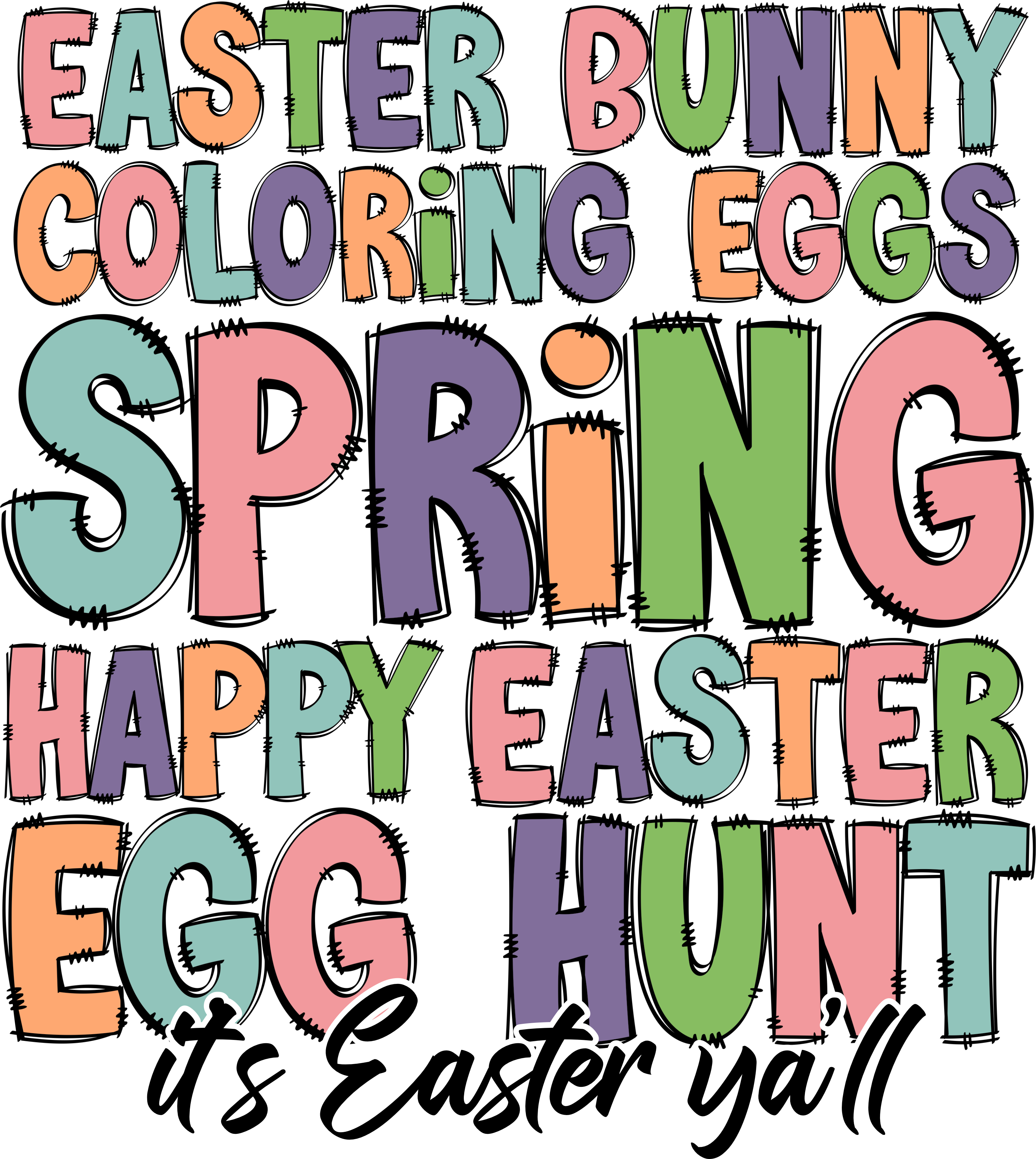 Colorful Easter Typography Bundle Design – Easter Ready to Press DTF Transfer