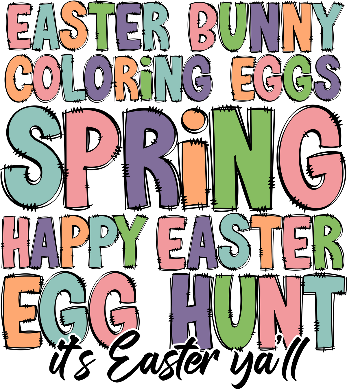 Colorful Easter Typography Bundle Design – Easter Ready to Press DTF Transfer