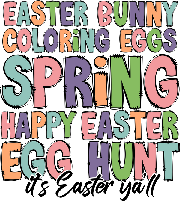 Colorful Easter Typography Bundle Design – Easter Ready to Press DTF Transfer