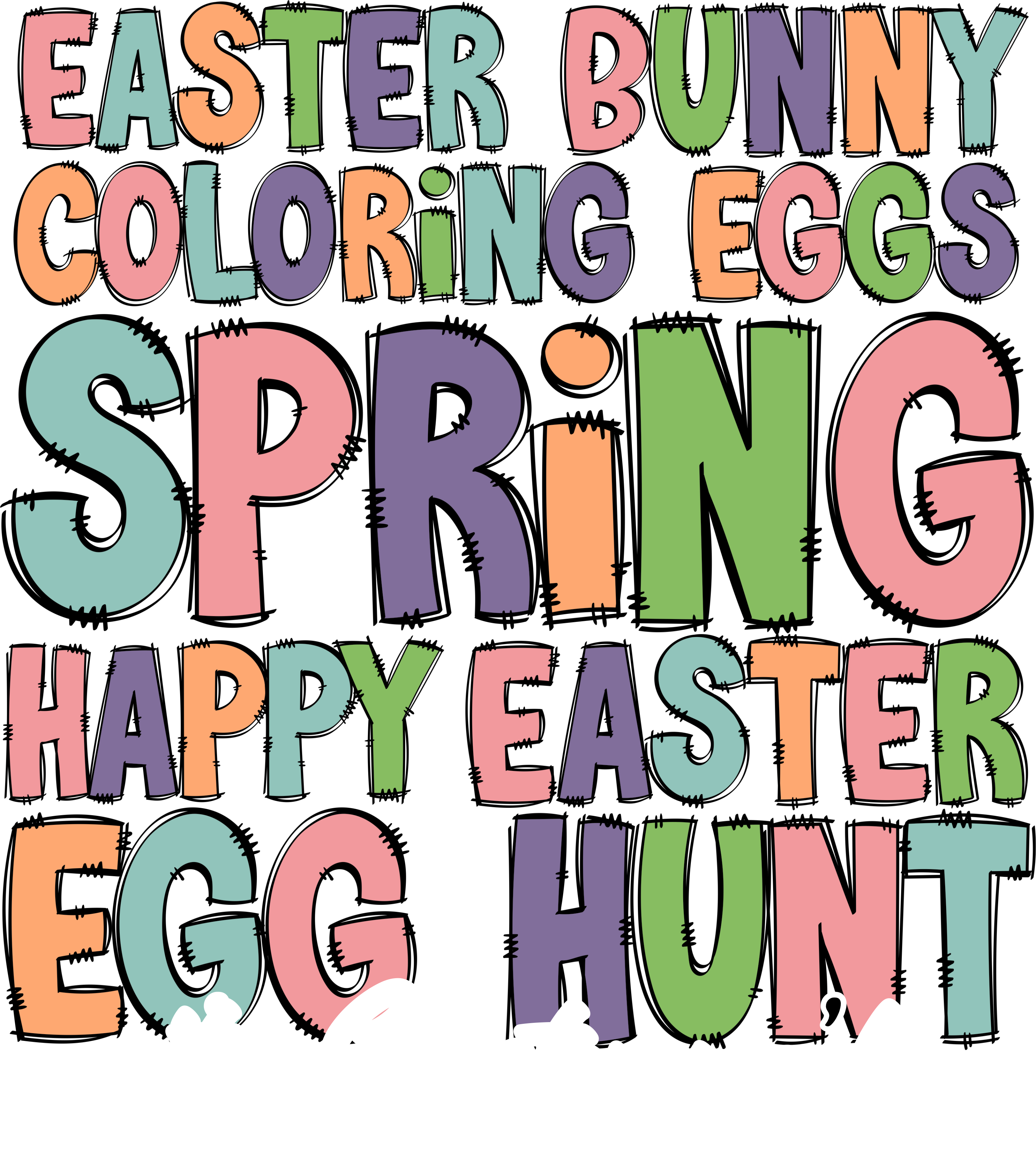 Colorful Easter Typography Bundle Design – Easter Ready to Press DTF Transfer