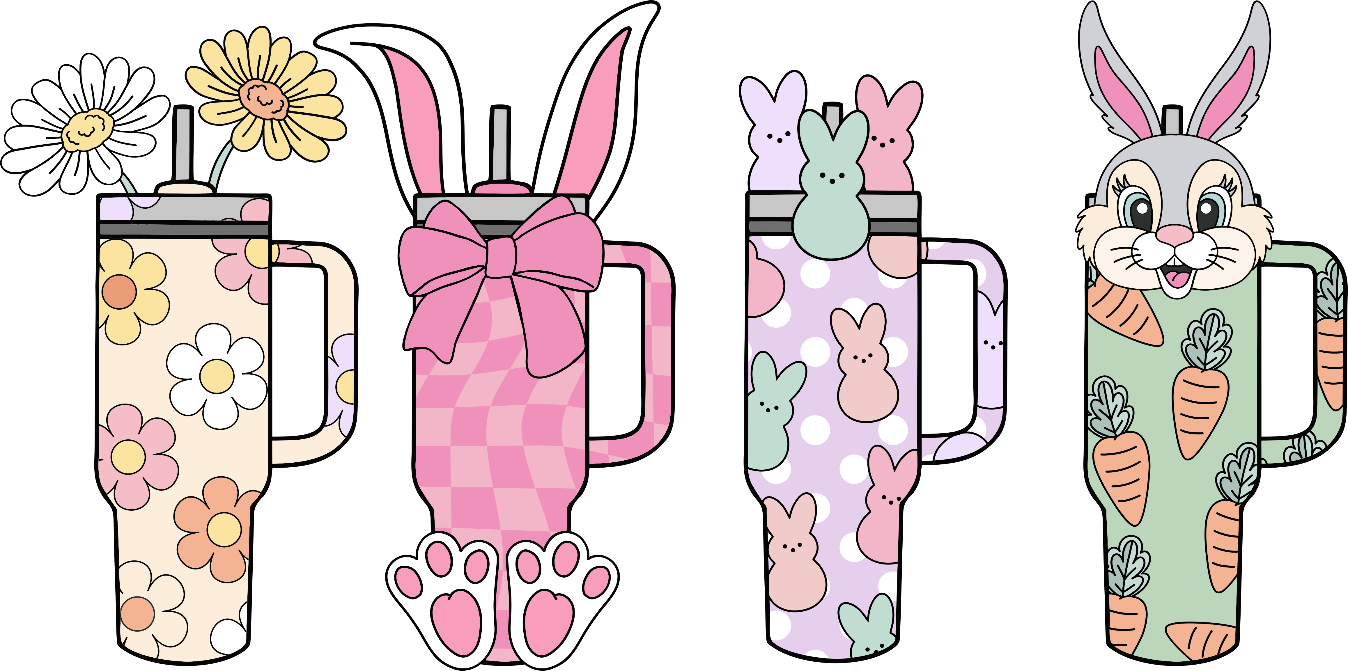 Easter Bunny & Peeps Tumblers Bundle – Easter Ready to Press DTF Transfer