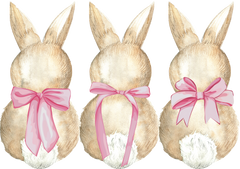 Watercolor Coquette Bunnies with Pink Bows – Easter Ready to Press DTF Transfer