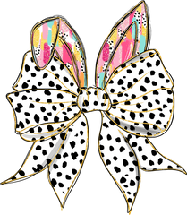 Brushstroke Easter Bunny Ears with Dalmatian Bow – Easter Ready to Press DTF Transfer