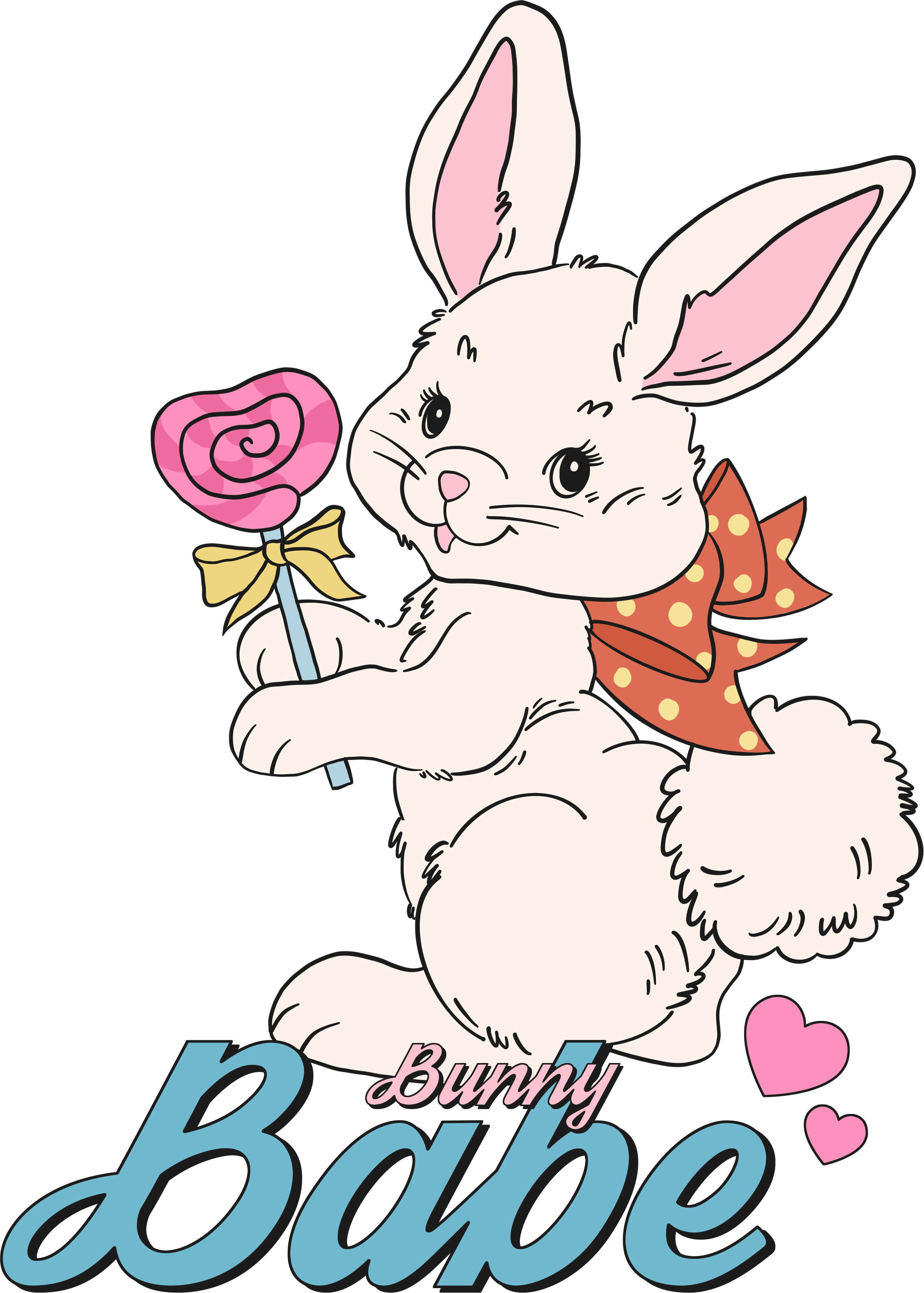 Bunny Babe with Lollipop Retro Design – Easter Ready to Press DTF Transfer