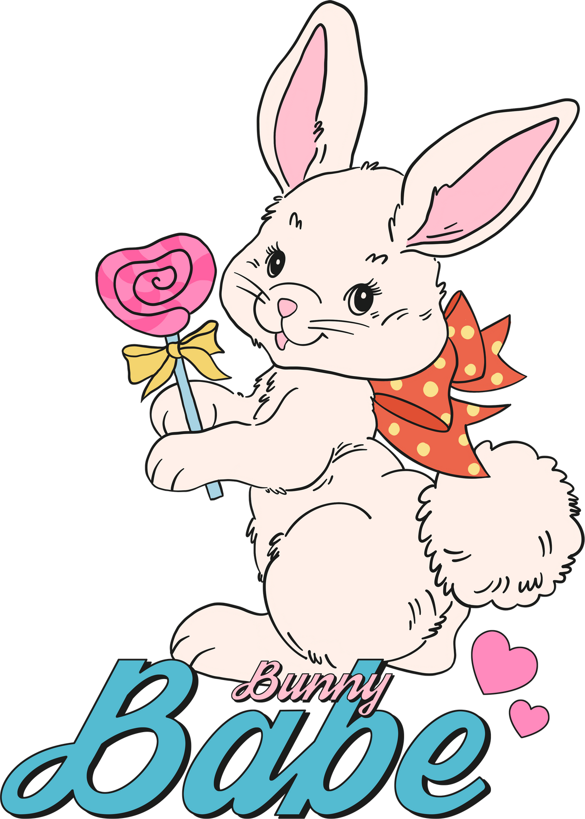 Bunny Babe with Lollipop Retro Design – Easter Ready to Press DTF Transfer