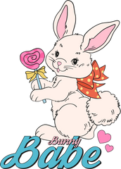 Bunny Babe with Lollipop Retro Design – Easter Ready to Press DTF Transfer