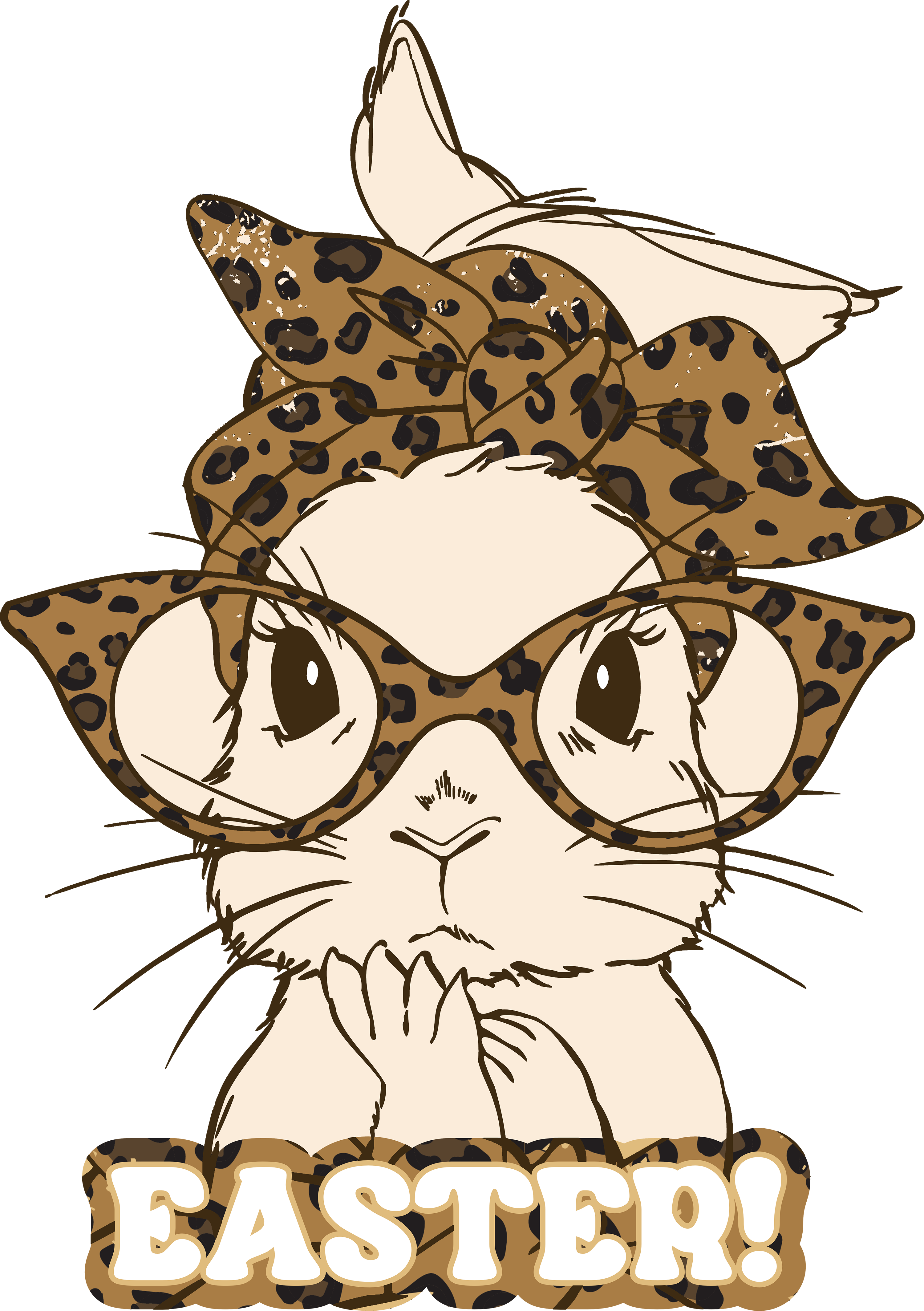 Leopard Print Bunny with Bandana & Glasses Easter Design – Easter Ready to Press DTF Transfer