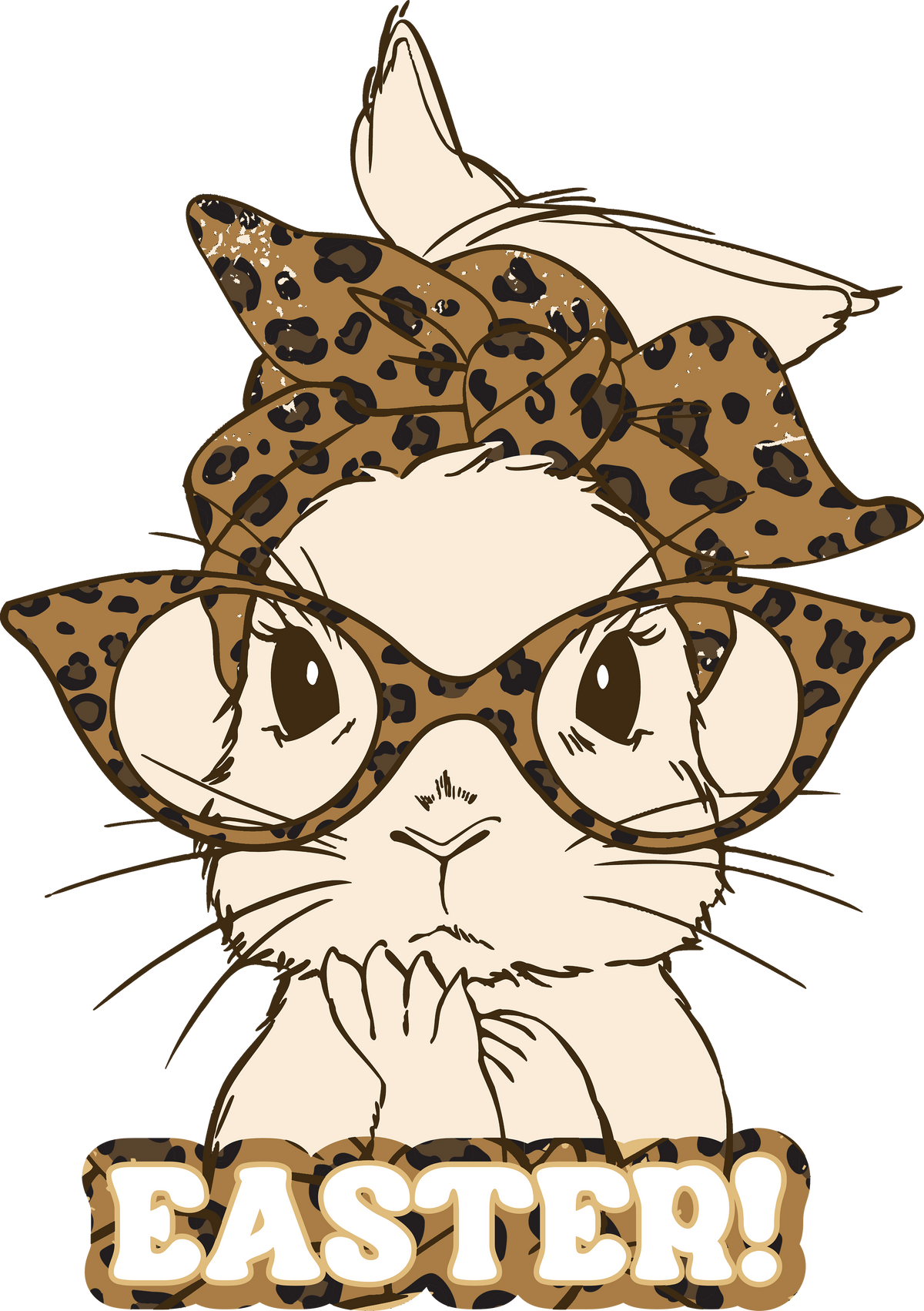 Leopard Print Bunny with Bandana & Glasses Easter Design – Easter Ready to Press DTF Transfer