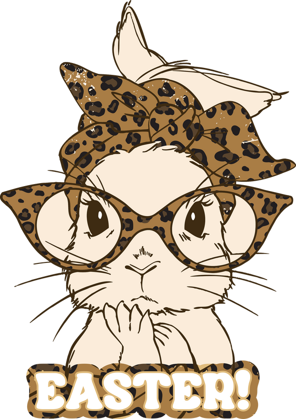 Leopard Print Bunny with Bandana & Glasses Easter Design – Easter Ready to Press DTF Transfer