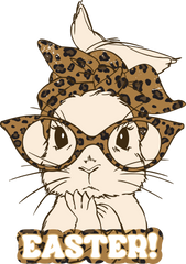 Leopard Print Bunny with Bandana & Glasses Easter Design – Easter Ready to Press DTF Transfer