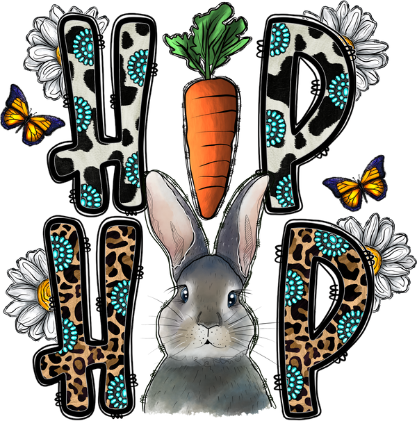 Hip Hop Western Style Easter Bunny Typography – Easter Ready to Press DTF Transfer
