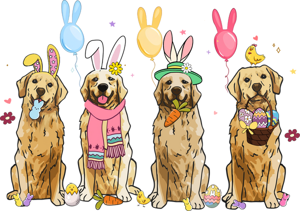 Easter Dogs with Bunny Ears & Baskets – Easter Ready to Press DTF Transfer