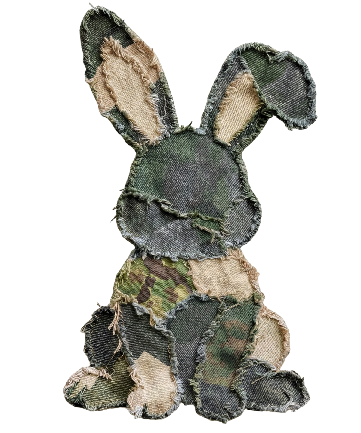 Camo Patchwork Denim Bunny Silhouette – Easter Ready to Press DTF Transfer