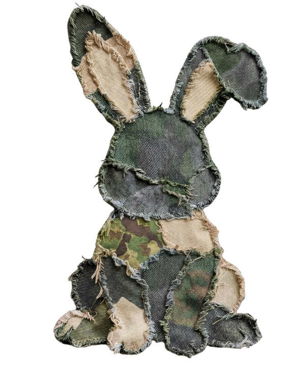 Camo Patchwork Denim Bunny Silhouette – Easter Ready to Press DTF Transfer
