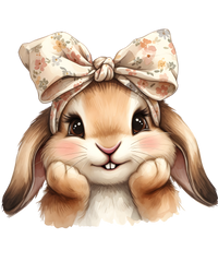 Watercolor Coquette Bunny with Floral Bow – Easter Ready to Press DTF Transfer