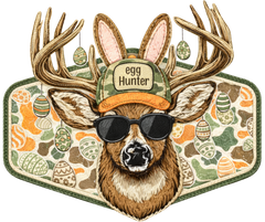 Camo Deer Egg Hunter with Sunglasses & Bunny Ears – Easter Ready to Press DTF Transfer
